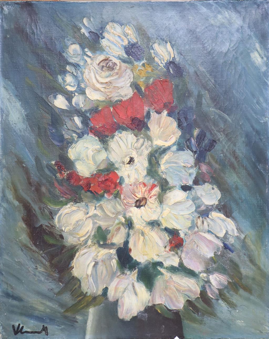 Manner of Maurice Vlaminck, oil on canvas, Study of flowers, 41 x 33cm, unframed